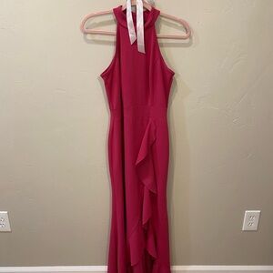 Chic Fuchsia Halter Dress